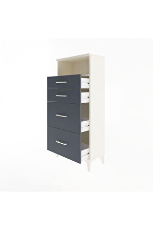 Arges Dolap Tek Raflı 4 Çekmeceli 60x30x134 Aytaşı-Antrasit