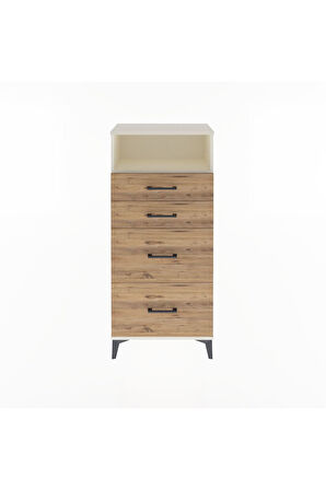 Arges Dolap Tek Raflı 4 Çekmeceli 60x30x134 Aytaşı-Çam