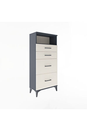 Arges Dolap Tek Raflı 4 Çekmeceli 60x30x134 Antrasit-Aytaşı