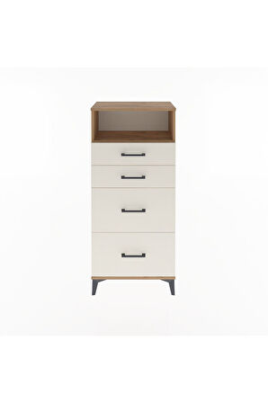 Arges Dolap Tek Raflı 4 Çekmeceli 60x30x134 Çam-Aytaşı