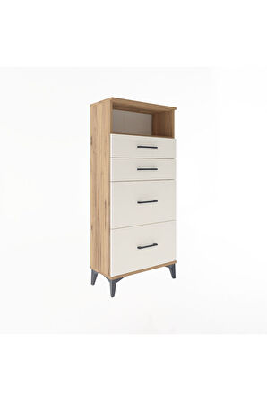 Arges Dolap Tek Raflı 4 Çekmeceli 60x30x134 Çam-Aytaşı