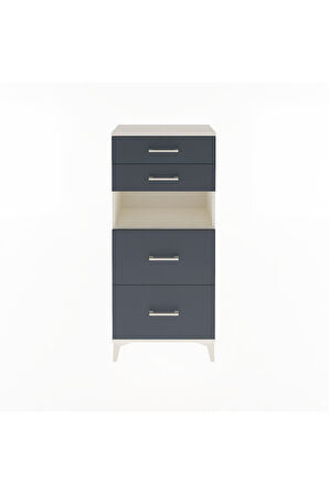 Arges Dolap Tek Raflı 4 Çekmeceli 60x30x134 Aytaşı-Antrasit