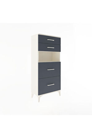Arges Dolap Tek Raflı 4 Çekmeceli 60x30x134 Aytaşı-Antrasit