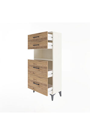 Arges Dolap Tek Raflı 4 Çekmeceli 60x30x134 Aytaşı-Çam