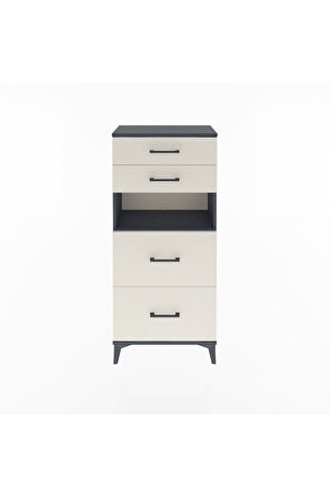 Arges Dolap Tek Raflı 4 Çekmeceli 60x30x134 Antrasit-Aytaşı