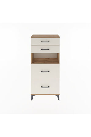 Arges Dolap Tek Raflı 4 Çekmeceli 60x30x134 Çam-Aytaşı