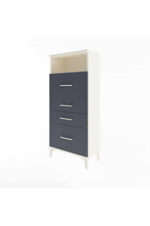 Arges Dolap Tek Raflı 4 Çekmeceli 60x30x134 Aytaşı-Antrasit
