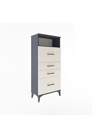 Arges Dolap Tek Raflı 4 Çekmeceli 60x30x134 Antrasit-Aytaşı