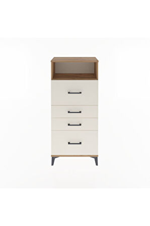 Arges Dolap Tek Raflı 4 Çekmeceli 60x30x134 Çam-Aytaşı
