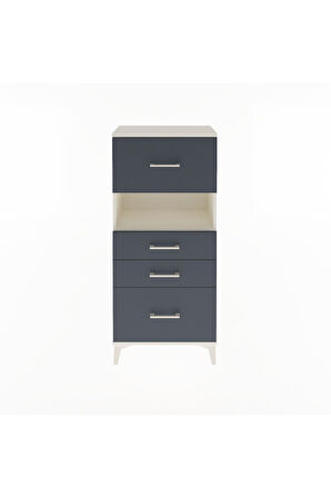 Arges Dolap Tek Raflı 4 Çekmeceli 60x30x134 Aytaşı-Antrasit