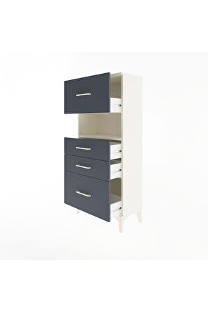 Arges Dolap Tek Raflı 4 Çekmeceli 60x30x134 Aytaşı-Antrasit