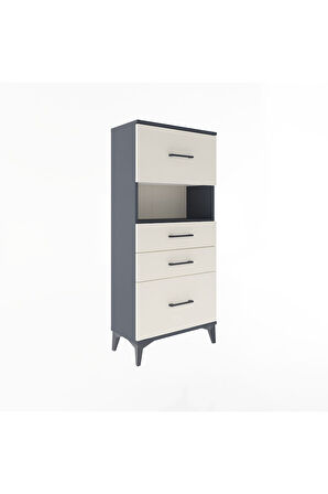 Arges Dolap Tek Raflı 4 Çekmeceli 60x30x134 Antrasit-Aytaşı