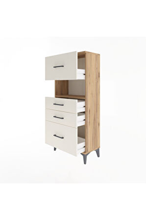 Arges Dolap Tek Raflı 4 Çekmeceli 60x30x134 Çam-Aytaşı