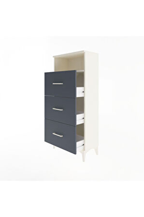 Arges Dolap Tek Raflı 3 Çekmeceli 60x30x134 Aytaşı-Antrasit