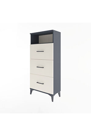 Arges Dolap Tek Raflı 3 Çekmeceli 60x30x134 Antrasit-Aytaşı