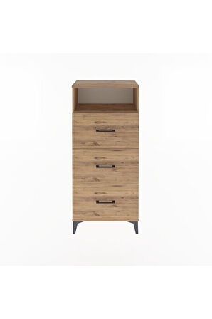 Arges Dolap Tek Raflı 3 Çekmeceli 60x30x134 Çam-Çam