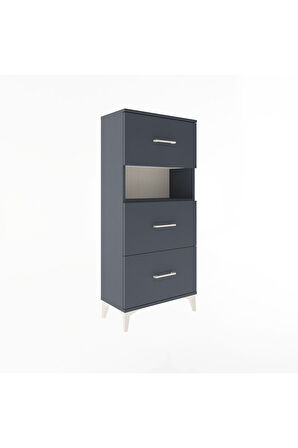 Arges Dolap Tek Raflı 3 Çekmeceli 60x30x134 Antrasit-Antrasit