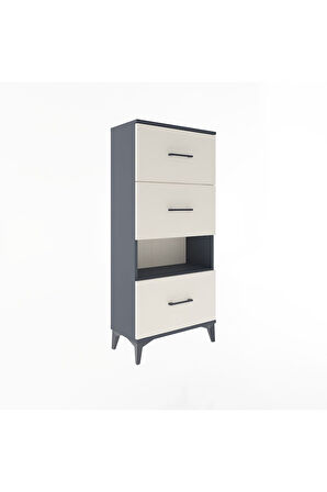 Arges Dolap Tek Raflı 3 Çekmeceli 60x30x134 Antrasit-Aytaşı