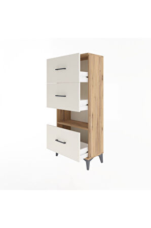 Arges Dolap Tek Raflı 3 Çekmeceli 60x30x134 Çam-Aytaşı