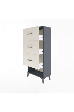 Arges Dolap 3 Çekmeceli 60x30x134 Antrasit-Aytaşı