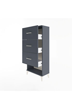 Arges Dolap 3 Çekmeceli 60x30x134 Antrasit-Antrasit