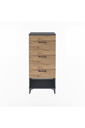 Arges Dolap 3 Çekmeceli 60x30x134 Antrasit-Çam