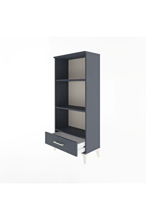 Arges Dolap 3 Raflı Tek Çekmeceli 60x30x134 Antrasit-Antrasit