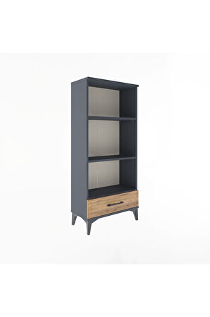 Arges Dolap 3 Raflı Tek Çekmeceli 60x30x134 Antrasit-Çam