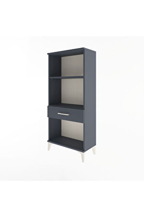 Arges Dolap 2 Raflı Tek Çekmeceli 60x30x134 Antrasit-Antrasit