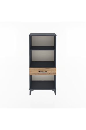 Arges Dolap 2 Raflı Tek Çekmeceli 60x30x134 Antrasit-Çam