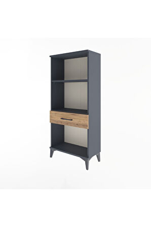 Arges Dolap 2 Raflı Tek Çekmeceli 60x30x134 Antrasit-Çam