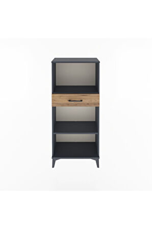 Arges Dolap 2 Raflı Tek Çekmeceli 60x30x134 Antrasit-Çam