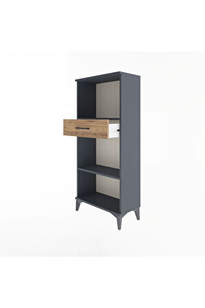 Arges Dolap 2 Raflı Tek Çekmeceli 60x30x134 Antrasit-Çam