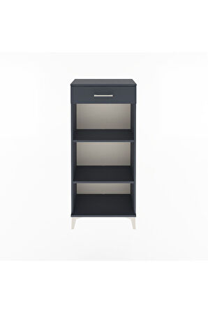 Arges Dolap 2 Raflı Tek Çekmeceli 60x30x134 Antrasit-Antrasit