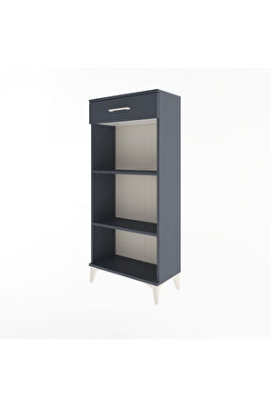 Arges Dolap 2 Raflı Tek Çekmeceli 60x30x134 Antrasit-Antrasit