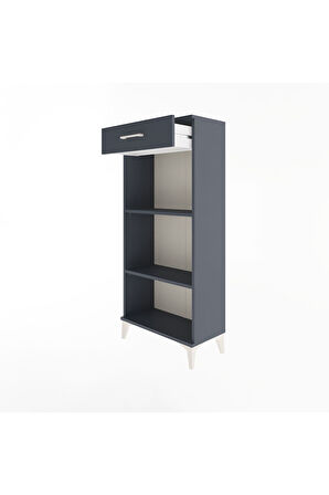 Arges Dolap 2 Raflı Tek Çekmeceli 60x30x134 Antrasit-Antrasit