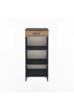 Arges Dolap 2 Raflı Tek Çekmeceli 60x30x134 Antrasit-Çam