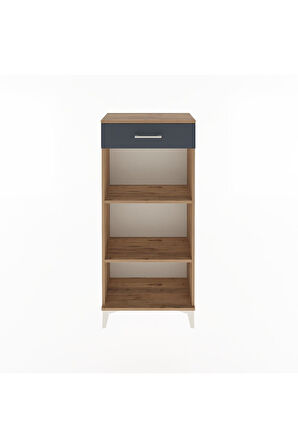 Arges Dolap 2 Raflı Tek Çekmeceli 60x30x134 Çam-Antrasit