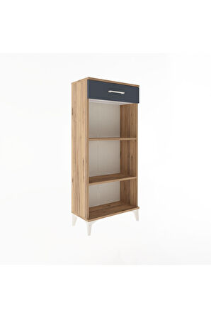 Arges Dolap 2 Raflı Tek Çekmeceli 60x30x134 Çam-Antrasit