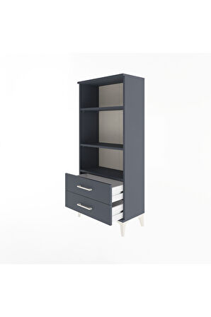 Arges Dolap 3 Raflı 2 Çekmeceli 60x30x134 Antrasit-Antrasit