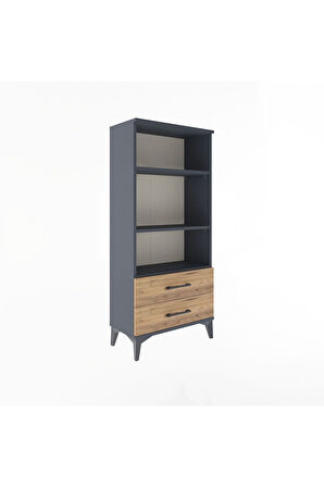 Arges Dolap 3 Raflı 2 Çekmeceli 60x30x134 Antrasit-Çam