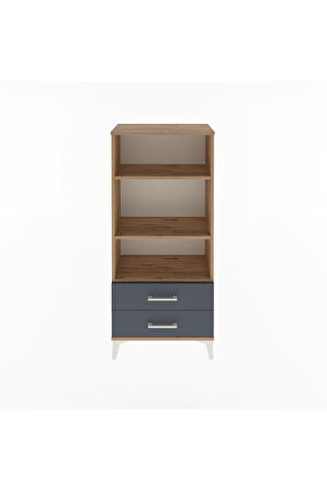 Arges Dolap 3 Raflı 2 Çekmeceli 60x30x134 Çam-Antrasit