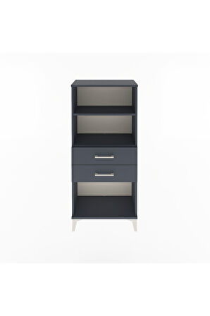 Arges Dolap 2 Raflı 2 Çekmeceli 60x30x134 Antrasit-Antrasit