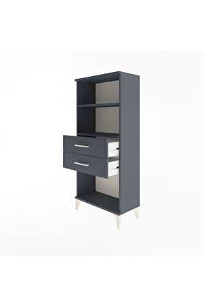 Arges Dolap 2 Raflı 2 Çekmeceli 60x30x134 Antrasit-Antrasit