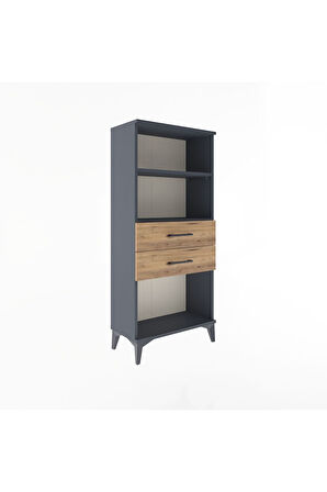 Arges Dolap 2 Raflı 2 Çekmeceli 60x30x134 Antrasit-Çam