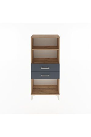 Arges Dolap 2 Raflı 2 Çekmeceli 60x30x134 Çam-Antrasit