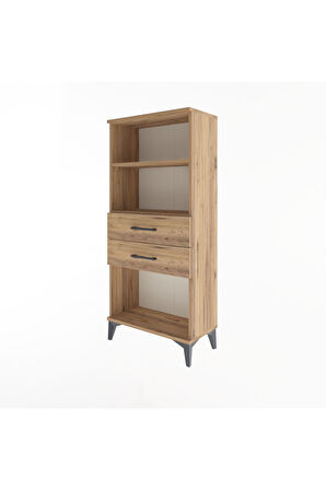Arges Dolap 2 Raflı 2 Çekmeceli 60x30x134 Çam-Çam