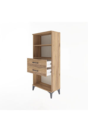 Arges Dolap 2 Raflı 2 Çekmeceli 60x30x134 Çam-Çam