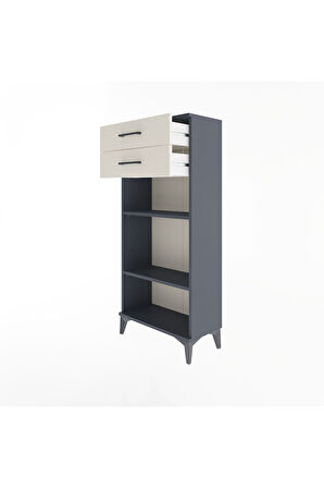 Arges Dolap 2 Raflı 2 Çekmeceli 60x30x134 Antrasit-Aytaşı