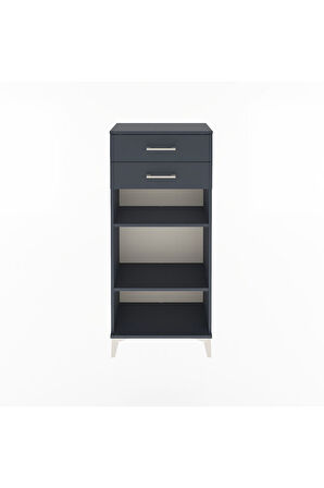 Arges Dolap 2 Raflı 2 Çekmeceli 60x30x134 Antrasit-Antrasit